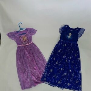 Princess Disney dress nightgown dress up costume Elsa and Repunzel lot of 2